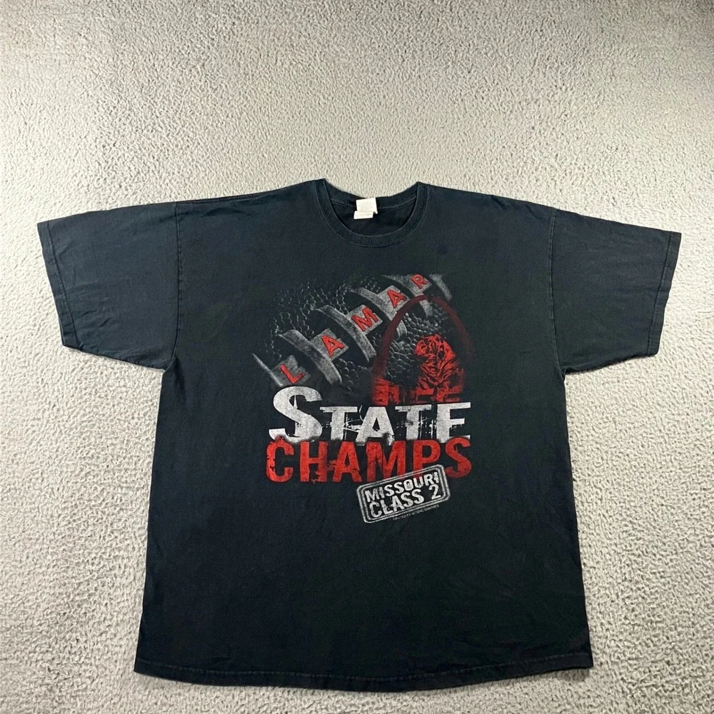Retro Gildan T-Shirt Men 2XL Lamar State Champs Missouri Class 2 Football Grunge